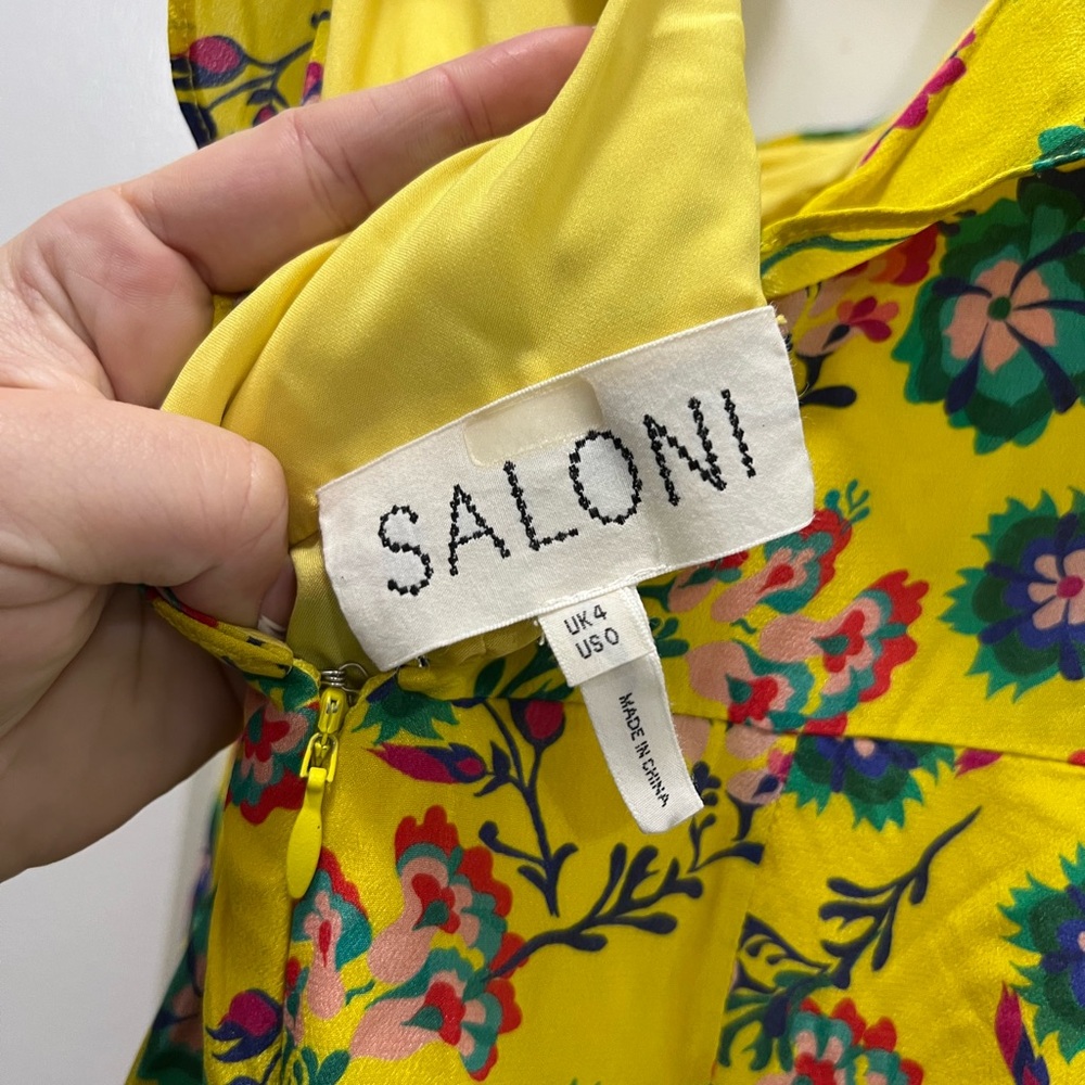 FLAWED SALONI Yellow Holly Midi Dress Size 0 US $595 - Picture 8 of 8